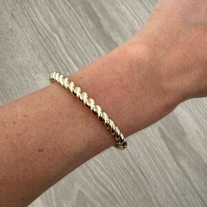 Never Worn Gold Plated Twisted Chunky Bangle Bracelet - 14K Gold Plated
